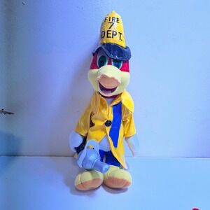 Toy Network 14" Woody Woodpecker Firefighter‎ Plush Yellow 2003 Vintage Toy